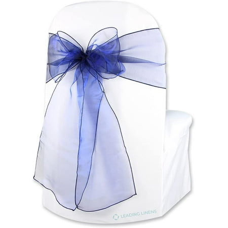 

Leading Linens 100-Pcs Organza Chair Cover Bow Sash - Navy Blue - Wedding Party Banquet Reception - 28 Colors Available