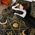 thumbnail image 5 of Homewish Glitter Stars Moon Twin Bedding, Flower Print Bedding Comforter Set, Gold Black, Black Reversible 7 Pieces, 5 of 7