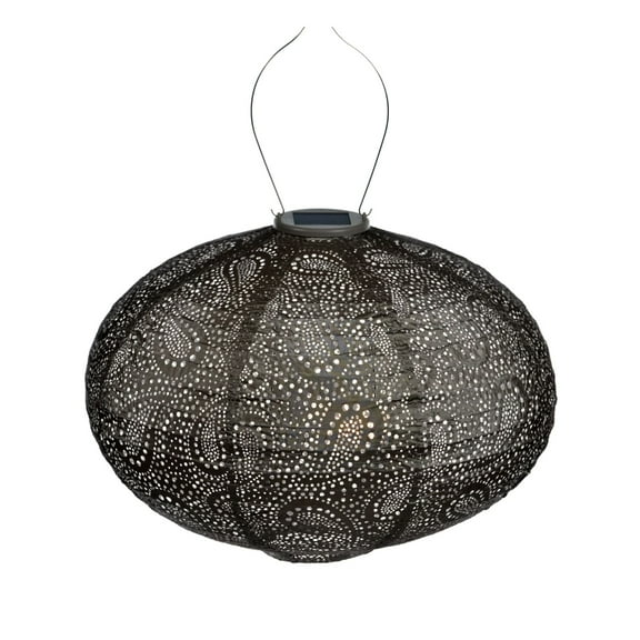 Esschert Design Oval Paisley LED Lighted Bazaar Lantern - 16.5" - Taupe Brown