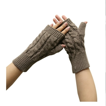 - Basico Knit Fingerless Gloves Stripe Arm Warmer