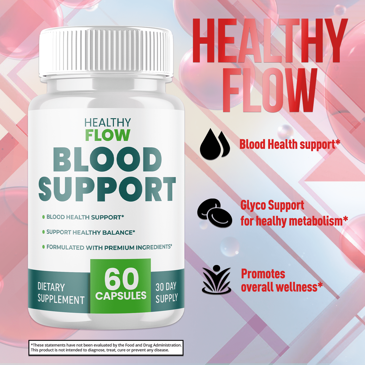 Healthy Flow Blood Support Pills Advanced Formula Vitamin Supplement HealthyFlow 180 Capsules