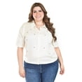 thumbnail image 1 of Blusa de lino con pedrería Roman Fashion /Tallas Extras, 5110 (Beige) beige 40, 1 of 5