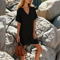 thumbnail image 3 of WULMLEO Women's Cover Up Short Sleeve Bathing Suit Cover Ups V Neck Beach Coverup Dress with Pockets Black 2XL, 3 of 4