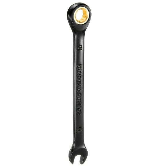 Uxcell Ratcheting Wrench 10mm Metric Open End Wrench 72-Teeth CR-V Steel 12 Point Nickel Plated Combination Ratchet Wrench