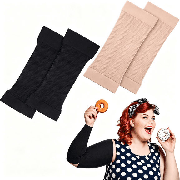 TELOLY 2 Pairs Arm Shapers for Plus Size Women,Comfortable&Shaping Arm Compression Sleeve Women Upper Arm Sleeves Wraps Slim Arm Compression Sleeve for Arms