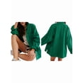 thumbnail image 3 of Women'S City Denim Jacket-Long Sleeve Oversized Boyfriend Style Jean Jacket with Button Up Front Green XL, 3 of 8