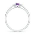 thumbnail image 2 of ANGARA Natural Tapered Shank Amethyst Solitaire Ring with Diamond Accents in 14K White Gold for Women (Size-6x4mm) | February Birthstone, Anniversary, Jewelry Gift for Women | Natural Amethyst Ring, 2 of 8