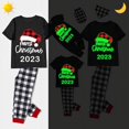 thumbnail image 4 of Pijama navideño a juego para toda la familia, conjunto de ropa de dormir con gorro navideño brillante, color negro, 2023, 4 of 4