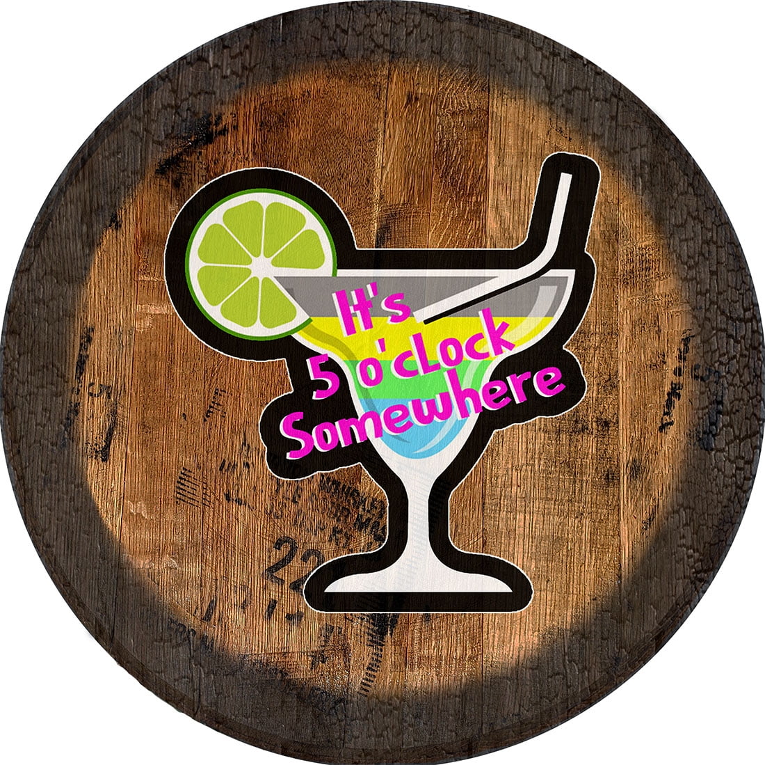 5 O Clock Somewhere Five Oclock Somewhere Sign Whiskey Barrel Wood Wall