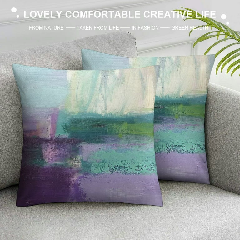 COMIO Turquoise and Purple Abstract Art Pillow Cover Modern Gray Home Decorative Throw Pillows Covers Cushion Cover for Bedroom Sofa Living Room Walmart