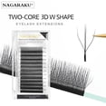 thumbnail image 1 of NAGARAKU Dos Núcleos 3D W Forma Prefabricado Ventiladores De Volumen Pestañas 12 Líneas/Tray Clover Bloom Postizas Suaves Naturales, 1 of 3