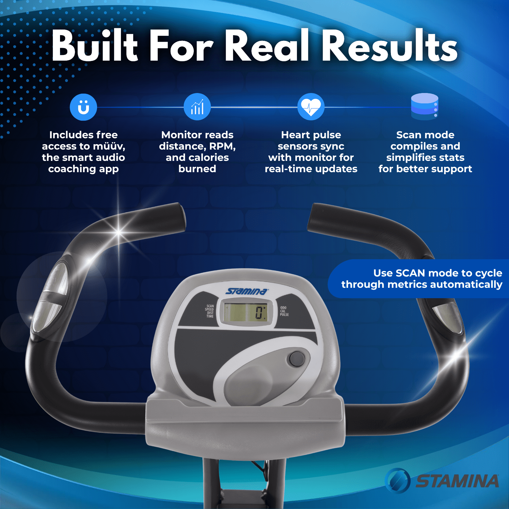 Stamina Cardio Folding Exercise Bike with Heart Rate Sensors and Extra Wide Padded Seat