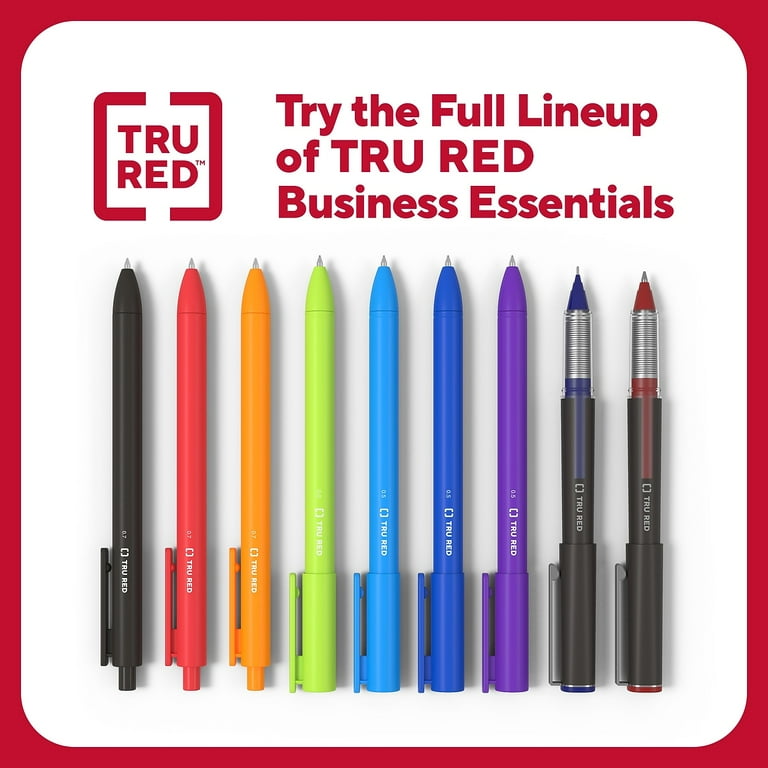 TRU RED Retractable Quick Dry Gel Pens, Med Point 0.7mm, Advanced