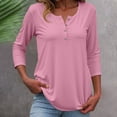 thumbnail image 2 of NinXxx Women's Basic Button Down Round Neck Soft Breathable Everyday Top Pink S, 2 of 5
