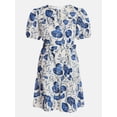 thumbnail image 5 of Time and Tru Women's and Women's Plus Cotton Mini Dress with Puff Sleeves, Sizes XS-4X, 5 of 5