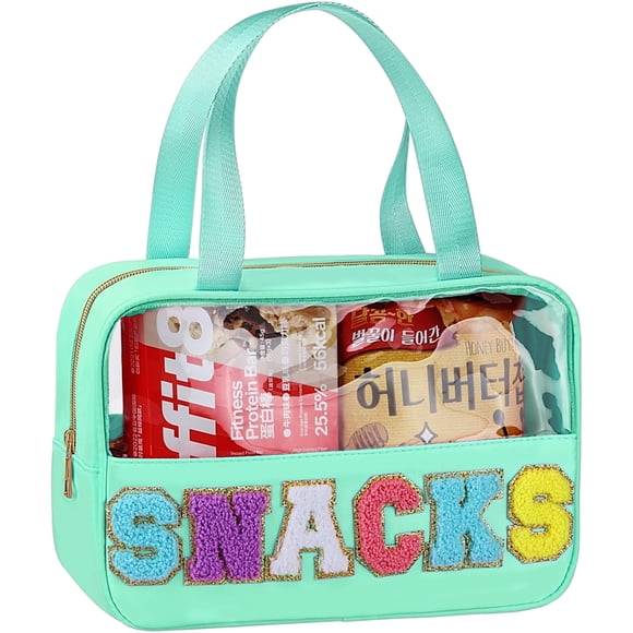 Bolsa de maquillaje transparente con letras de chenilla TESAFNG, impermeable