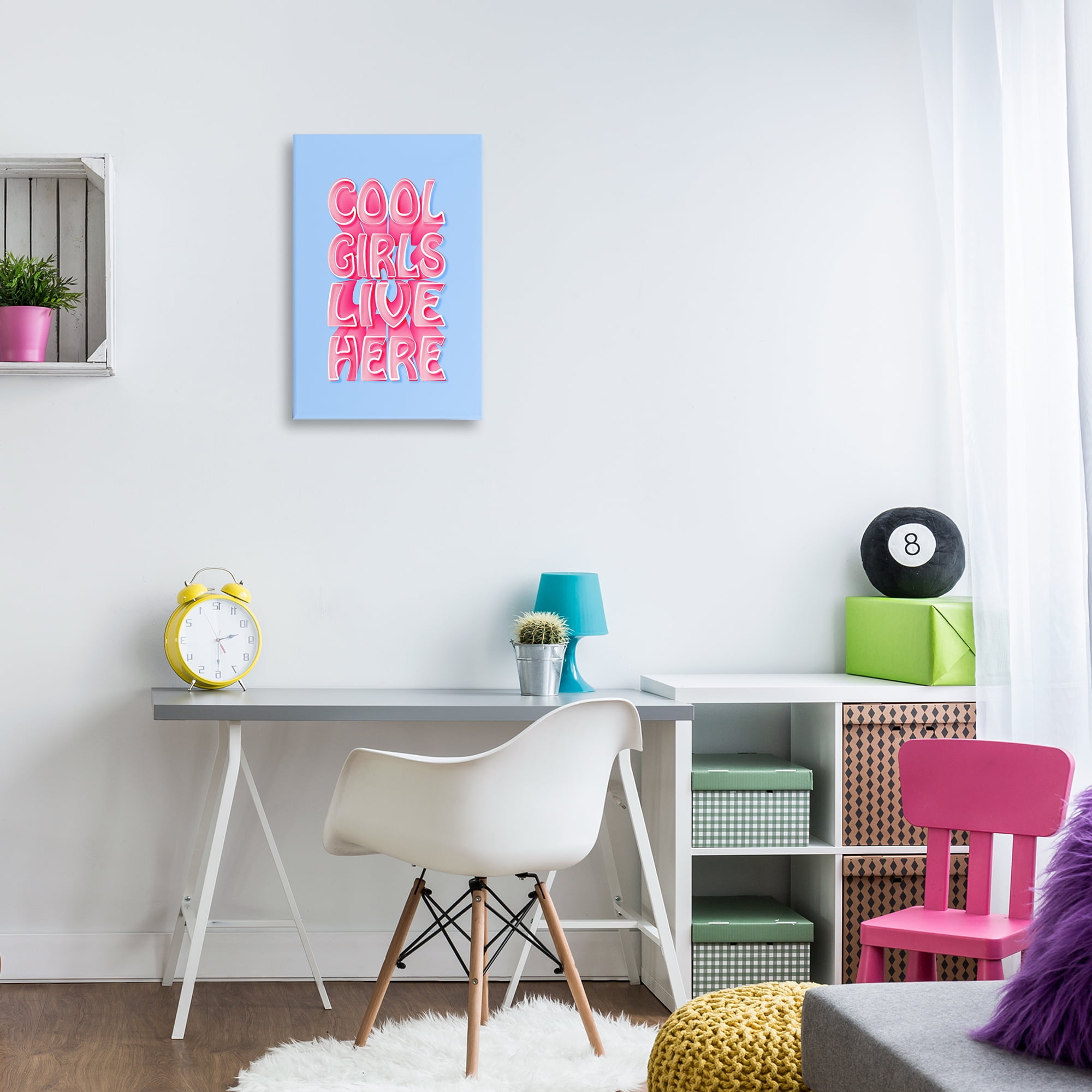 Stupell Industries Cool Girls Live Here Text & Numbers Painting Wrapped Canvas Art Print Wall Art, 16 x 24