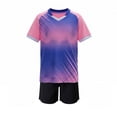 thumbnail image 2 of Kids Mesh Soccer Uniform Set Breathable Short Sleeve Jersey & Shorts 2 Piece Outfit for Big Boys Girls, Quick Dry Sport Training Suit for Football Match Pink, 2 of 9