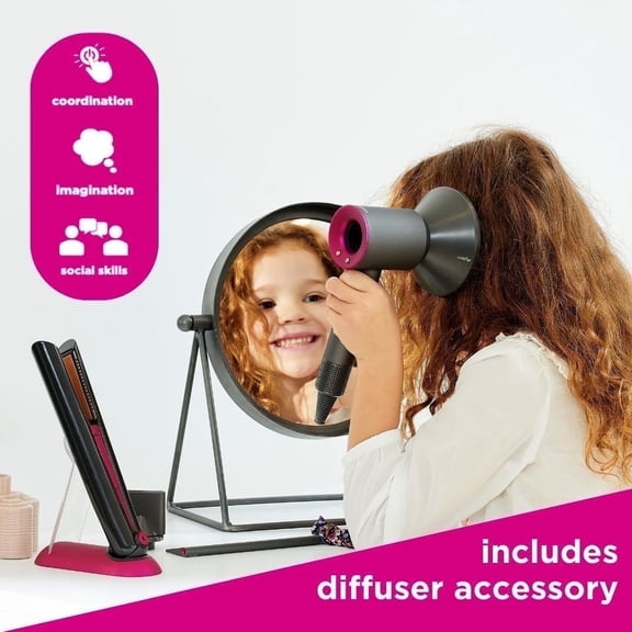 Casdon Toy Dyson Kids Supersonic  & Corrale Deluxe  6 Piece Styling Set , Pretend Play