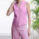 thumbnail image 3 of Camiseta sin mangas con cuello en V estilo informal Top sin mangas para mujer Top corto traje de trabajo de oficina, 3 of 9