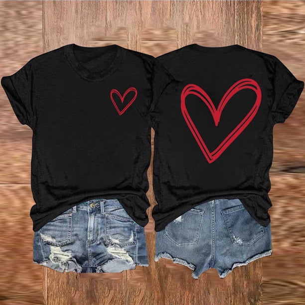 Fiudx Liquidación de Ofertas Flash Camiseta de Manga Corta con Cuello Redondo y Estampado Informal a La Moda para Mujer