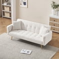 thumbnail image 3 of Beige Teddy Fleece 71.7 - inch Sofa Bed Accompanied by 2 Throw Pillows & Solid Wood + Artificial Board Frame, 3 of 9