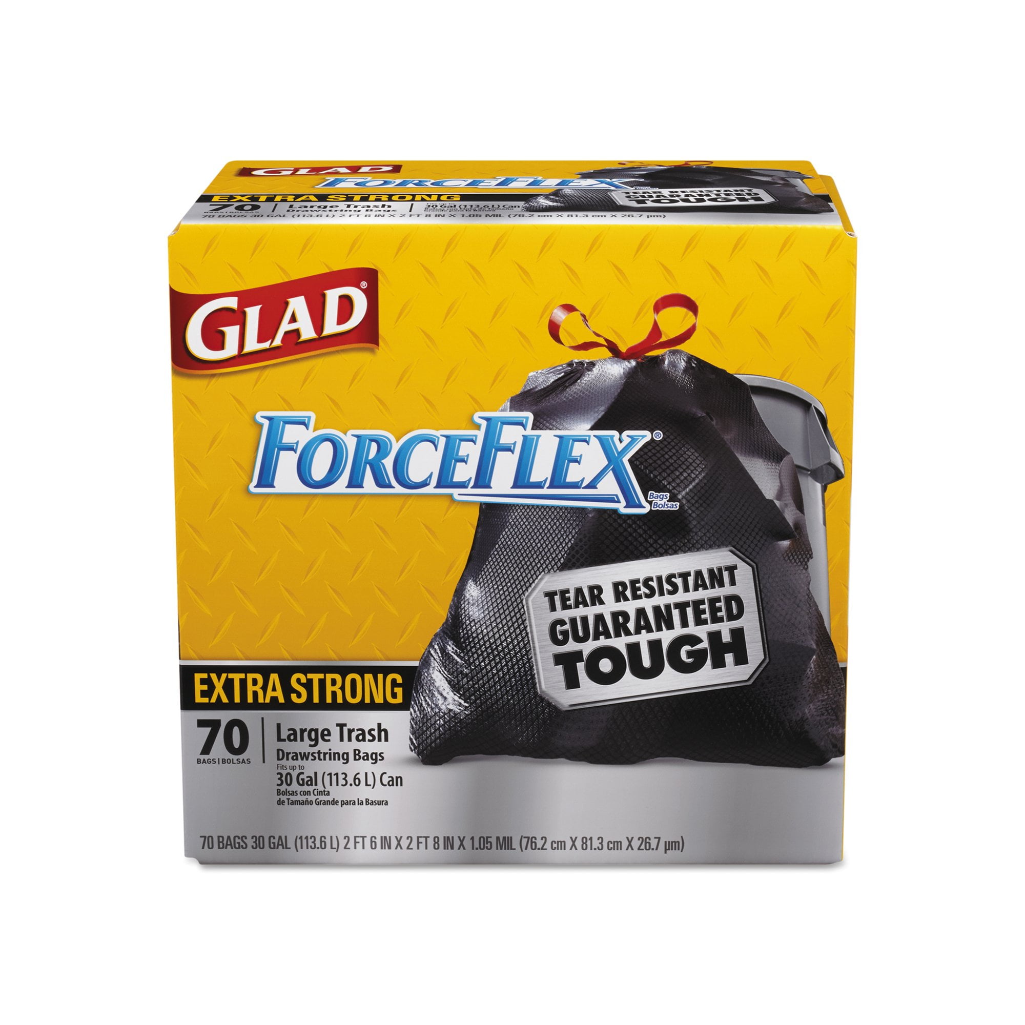 Branded Glad ForceFlex Extra Strong Drawstring Large Trash Bags, 30