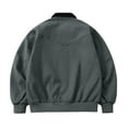 thumbnail image 4 of Men's Solid Color Outdoor Sports Casual Jacket with Pocket & Zipper, Gray, Size XL, 4 of 5