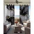 thumbnail image 2 of Black Grey Marble Blackout Curtains for Bedroom/Living Room, Thermal Insulated Kitchen Curtains, Modern Gradient Abstract Aesthetic Grommet Darkening Window Treatment Drapes 42"x84"x2, 2 of 8
