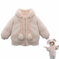 thumbnail image 2 of Coerni Toddler Baby Girls Faux Coats Winter Fleece Jacket Warm Clothes Bunny Rabbit Ear Full Zip Hooded Outwear 1-6 Years, 2 of 7