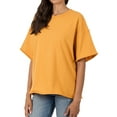 thumbnail image 4 of Zenana Women & Plus Cotton French Terry Drop Shoulder Raw Edge Relaxed Casual Solid Tee Shirt Top, 4 of 5