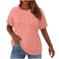 thumbnail image 2 of Women Tops under $5! Cagogo Plus Size T Shirts for Womens Dressy Loose Crew Neck Black White Tunic Tops Pleated Casual Short Sleeve Summer Trendy Fashion Tee Shirts Clothing, 2 of 6