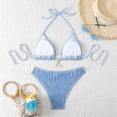 thumbnail image 7 of uvwlwu Women Ribbed Triangle Halter Bikini Top with Tassel Charm Two Piece Swimsuit,S, 7 of 7