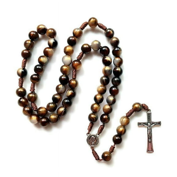 TONKBEEY Vintage Rosary Catholic Prayer Bead Necklace Christ Jesus Cross Pendant Necklace