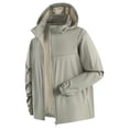 thumbnail image 3 of Men's Summer Sun Protection Hooded Jacket Ice Silk Cooling Long Sleeve Top Casual Fishing Hiking Travel Outdoor Windbreaker Solid Color | AESTIVO,Green 2XL, 3 of 8