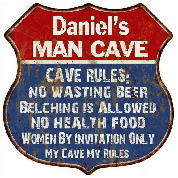 Darrel's Man Cave Rules Sign Shield Metal Gift 211110023263
