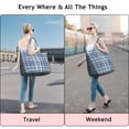 thumbnail image 5 of Blue White and Yellow Checkered Pattern Travel Tote Bags for Women Carry On,Large Weekender Bags for Women Travel,Multi Functional Duffle Bag for Work,Shopping,Sports, 5 of 5