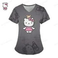 thumbnail image 5 of Camiseta de uniforme para mujer 2023, camisetas de Hello Kitty, uniforme de enfermera, bolsillo, Hello Kitty, cuello en V, ropa para mujer, tops, top de hospital, 5 of 5