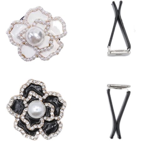 2Pcs Flower Car Air Fresheners Vent Clips, Crystal Flower Pearl Car Air Conditioning Outlet Clip Cute Bling Rhinestone Car Interior Decor Charm for Women