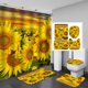 thumbnail image 1 of Set de decoración de baño impermeable con diseño de girasol y cortina de ducha, 1 of 2