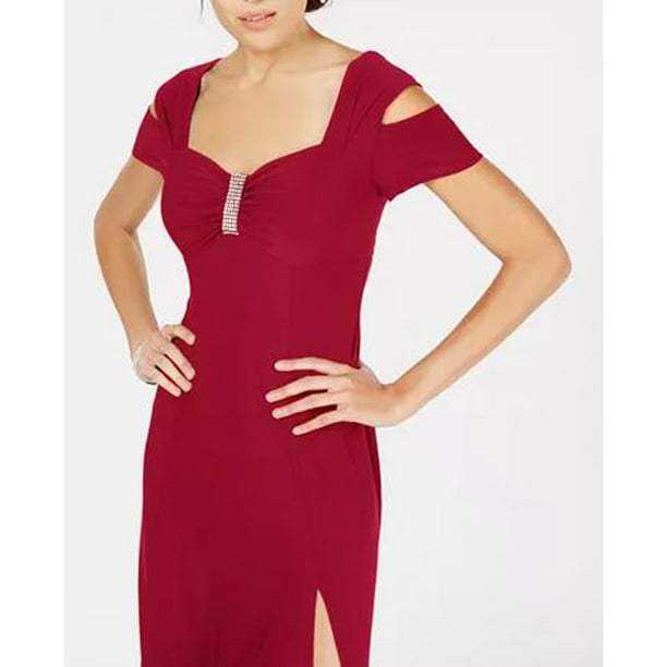 R & M Richards Women's one Piece Long Missy Cold Shoulder Gown
