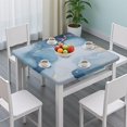 thumbnail image 3 of Blue Gold Marble Pattern Square Fitted Tablecloth with Elastic Edge,Square Table Cover,Washable Elastic Table Cover for Home Kitchen Party Decor 34"x34", 3 of 6
