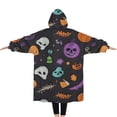 thumbnail image 2 of Oversized Wearable Blanket Hoodie,Halloween Skull Pumpkin Pattern Sherpa Blanket Hoodie with Super Pockets,Super Warm Fuzzy Pullover for Women & Men, 2 of 6