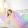 thumbnail image 4 of Feelyou Magic Unicorn Animal Full Size Comforter Sets for Kids, Dreamy Sky Rainbow Bedding Comforter Set, Cartoon Glitter Stars Reversible Bedding Sets, Microfiber Bedroom Decor, 3 Pieces, 4 of 8