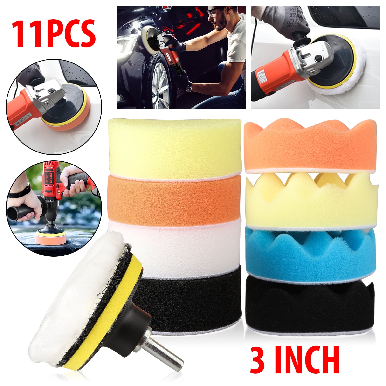 11pcs 3 inch/80 mm Sponge Buffing Pads, EEEkit Foam Polishing Pad Kit