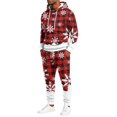 thumbnail image 2 of Mens Brushed 2‑Piece Christmas Tracksuit Hooded Pullover Top and Jogger Pants Winter Casual Athletic Outfit Deep Red M, 2 of 7