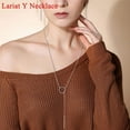 thumbnail image 3 of FOCALOOK Lariat Y Necklace Long Necklace for Women Vertical Bar Looped Adjustable Silver Jewelry Chain Drop Necklace, 3 of 10