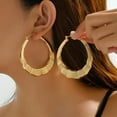thumbnail image 2 of Bamboo Earrings Large Gold Bamboo Hoop Earrings Trendy Hip Hop Chunky Gold Hoop Earring 80s 90s Jewelry Gifts Party Custom Accessories, 2 of 6
