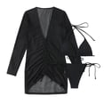 thumbnail image 4 of ylioge 3 Piece Swimsuits for Women Long Sleeve Cover Ups and Bikini Sets Bathing Suits Ladies Casual Solid Swimwear Sets Summer Saving Clearance, 4 of 6