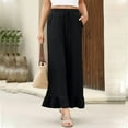 thumbnail image 7 of Lenpel Women's Wide Leg Pants Elastic High Waisted Drawstring Ruffle Hem Casual Trousers Palazzo Pants with Pockets, 7 of 7